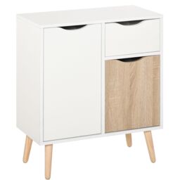 HOMCOM Cabinet Storage Cupboard Sideboard with Drawer for Bedroom, Living Room in Natural - thumbnail 2