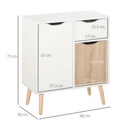 HOMCOM Cabinet Storage Cupboard Sideboard with Drawer for Bedroom, Living Room in Natural - thumbnail 3