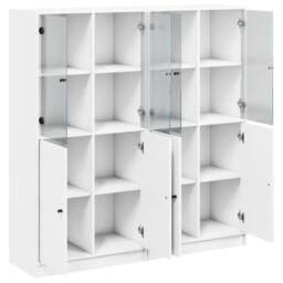 Berkfield Home Bookcase with Doors White 136x37x142 cm Engineered Wood - Size: 136 x 37 x 142 cm - thumbnail 6