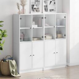 Berkfield Home Bookcase with Doors White 136x37x142 cm Engineered Wood - Size: 136 x 37 x 142 cm - thumbnail 3