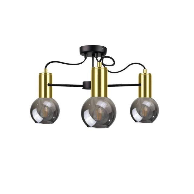 Netlighting Liv Multi Arm Semi Flush Ceiling Light Black Gold 60cm 3x E27