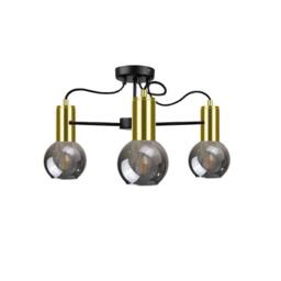Netlighting Liv Multi Arm Semi Flush Ceiling Light Black Gold 60cm 3x E27