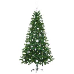 Berkfield Home Christmas Tree with 150 LEDs with Stand Green 150 cm PE - thumbnail 3