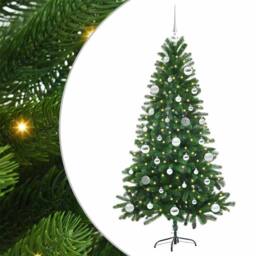 Berkfield Home Christmas Tree with 150 LEDs with Stand Green 150 cm PE - thumbnail 2