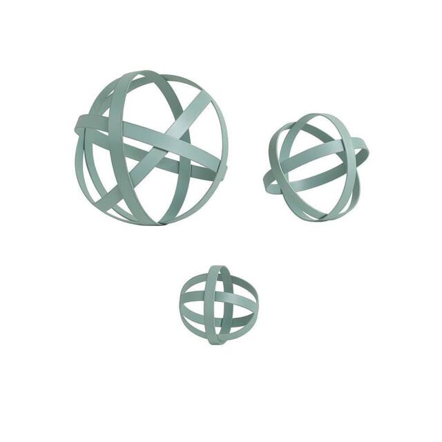 Melody Maison Set Of 3 Antique Sage Green Decorative Garden Spheres in Light Green - image 1