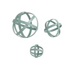 Melody Maison Set Of 3 Antique Sage Green Decorative Garden Spheres in Light Green - thumbnail 1