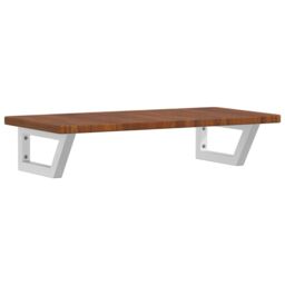 Berkfield Home Basin Shelf Wall Mounted Steel & Solid Wood Oak in Brown - thumbnail 2