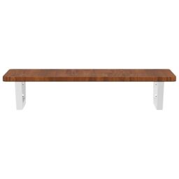 Berkfield Home Basin Shelf Wall Mounted Steel & Solid Wood Oak in Brown - thumbnail 4