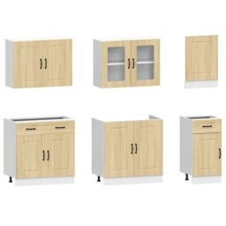 Berkfield Home 7 Piece Kitchen Cabinet Set Kalmar Sonoma Oak Engineered Wood in Brown - thumbnail 4
