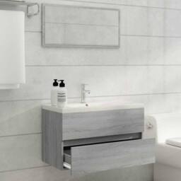 Berkfield Home 2 Piece Bathroom Furniture Set Grey Sonoma Engineered Wood - thumbnail 3