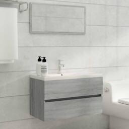 Berkfield Home 2 Piece Bathroom Furniture Set Grey Sonoma Engineered Wood - thumbnail 2