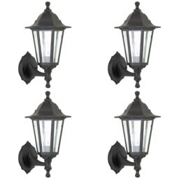 Loops 4 PACK Traditional Lantern IP44 Wall Light - 60W E27 GLS LED - Dimmable Lamp