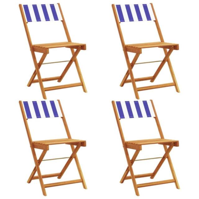 Berkfield Home Folding Garden Chairs 4 pcs Blue & White Fabric & Solid Wood - image 1