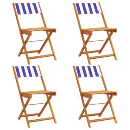 Berkfield Home Folding Garden Chairs 4 pcs Blue & White Fabric & Solid Wood