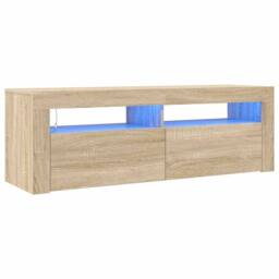 Berkfield Home TV Cabinet with LED Lights Sonoma Oak 120x35x40 cm in Natural - Size: 120 x 35 x 40 cm - thumbnail 3