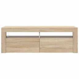 Berkfield Home TV Cabinet with LED Lights Sonoma Oak 120x35x40 cm in Natural - Size: 120 x 35 x 40 cm - thumbnail 8