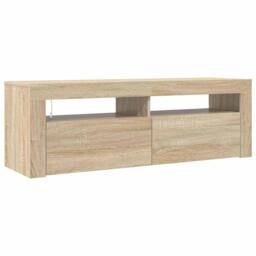 Berkfield Home TV Cabinet with LED Lights Sonoma Oak 120x35x40 cm in Natural - Size: 120 x 35 x 40 cm - thumbnail 1
