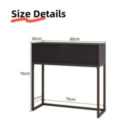 VOGREX Black Console Table MDF Top Metal Frame Drawer Storage Hallway - thumbnail 2