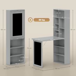 HOMCOM Convertible Desk with Blackboard Multi-function Computer Office in Grey - thumbnail 3