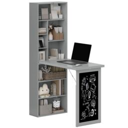 HOMCOM Convertible Desk with Blackboard Multi-function Computer Office in Grey - thumbnail 2