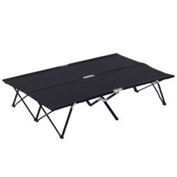 Kelvenix Black Double Camping Folding Cot Portable Sleeping Bed w/ Carry Bag - Size: 200 cm x 100 cm