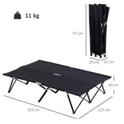 Kelvenix Black Double Camping Folding Cot Portable Sleeping Bed w/ Carry Bag - Size: 200 cm x 100 cm - thumbnail 2