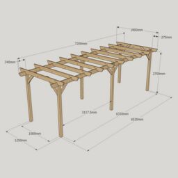 Rutland County Garden Furniture Ltd Garden Pergola 6 Posts - Wood - L180 x W720 x H270 cm - Rustic Brown in Light Green - thumbnail 5
