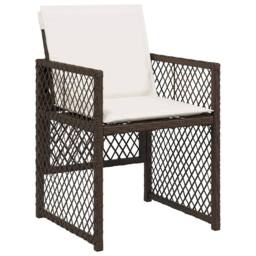 Berkfield Home White 5 Piece Garden Dining Set with Cushions Brown Poly Rattan - thumbnail 6