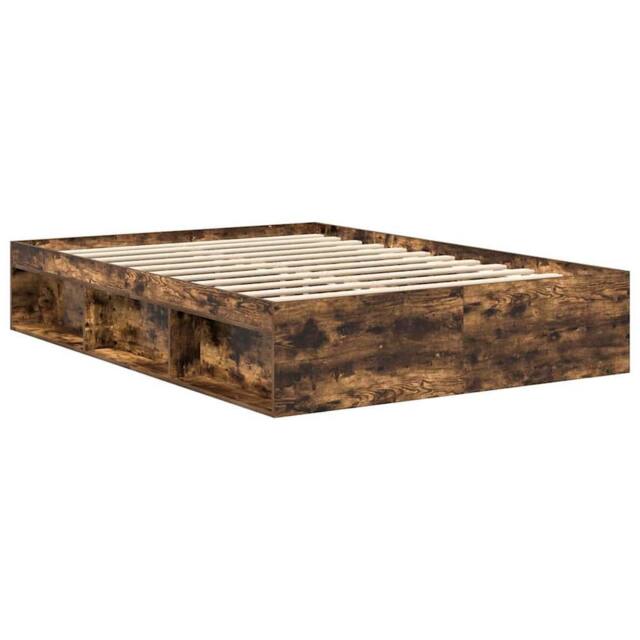 Berkfield Home Modern Bed Frame Smoked Oak 135x190 cm Double in Brown - image 1