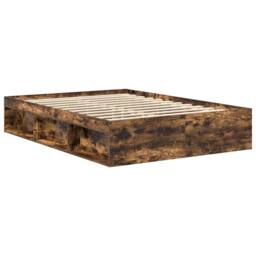 Berkfield Home Modern Bed Frame Smoked Oak 135x190 cm Double in Brown - thumbnail 1
