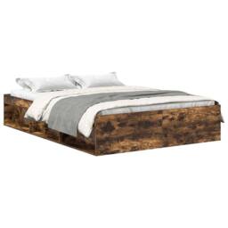 Berkfield Home Modern Bed Frame Smoked Oak 135x190 cm Double in Brown - thumbnail 3