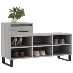 Berkfield Home Shoe Cabinet Grey Sonoma 102x36x60 cm Engineered Wood - Size: 102 x 36 x 60 cm - thumbnail 3