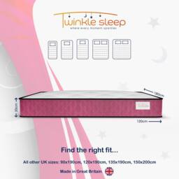 Twinkle Sleep 4FT Small Double Kids Mattress - Comfort, Support & Peaceful Sleep for Babies in Pink - thumbnail 2