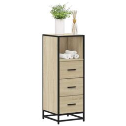 Berkfield Home Bathroom Cabinet Sonoma Oak 35x37.5x100 cm Engineered Wood in Brown - thumbnail 1