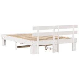 Berkfield Home Bed Frame with Headboard White 160x200 cm Solid Wood Pine - thumbnail 8