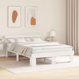 Berkfield Home Bed Frame with Headboard White 160x200 cm Solid Wood Pine - thumbnail 5