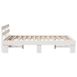Berkfield Home Bed Frame with Headboard White 160x200 cm Solid Wood Pine - thumbnail 7