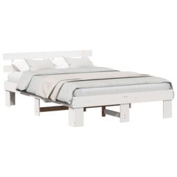 Berkfield Home Bed Frame with Headboard White 160x200 cm Solid Wood Pine - thumbnail 3