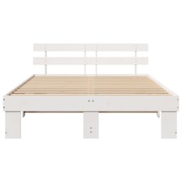 Berkfield Home Bed Frame with Headboard White 160x200 cm Solid Wood Pine - thumbnail 6