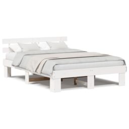 Berkfield Home Bed Frame with Headboard White 160x200 cm Solid Wood Pine - thumbnail 4
