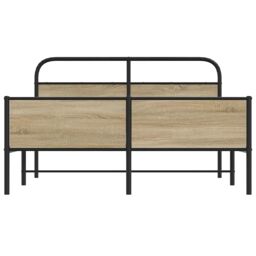 Berkfield Home Metal Bed Frame without Mattress Smoked Oak 160x200 cm in Brown - thumbnail 5