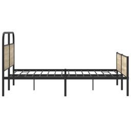 Berkfield Home Metal Bed Frame without Mattress Smoked Oak 160x200 cm in Brown - thumbnail 6