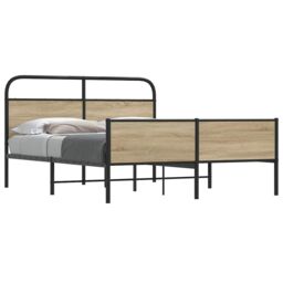 Berkfield Home Metal Bed Frame without Mattress Smoked Oak 160x200 cm in Brown