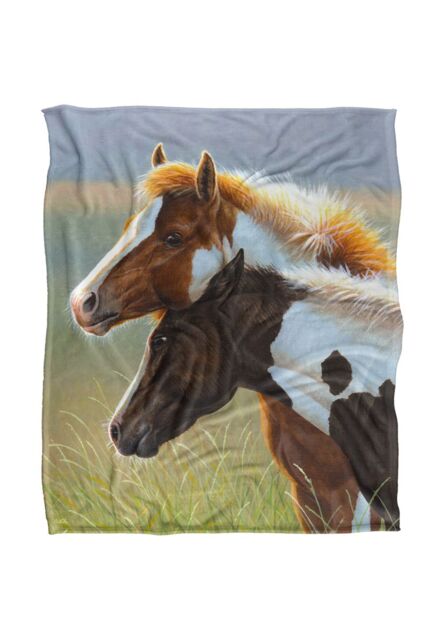 JQ Licensing Cf Two Foals Horses Silky Touch Super Soft Throw Blanket 152 X 127 cm in White - image 1