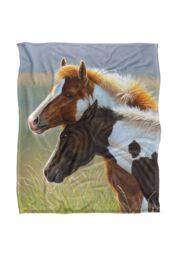 JQ Licensing Cf Two Foals Horses Silky Touch Super Soft Throw Blanket 152 X 127 cm in White - thumbnail 1