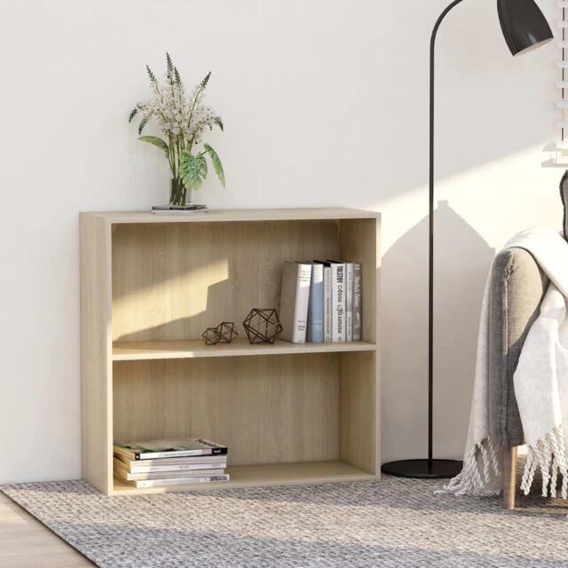 Berkfield Home 2-Tier Book Cabinet Sonoma Oak 80x30x76.5 cm Engineered Wood in Brown - image 1