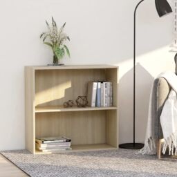 Berkfield Home 2-Tier Book Cabinet Sonoma Oak 80x30x76.5 cm Engineered Wood in Brown - thumbnail 1