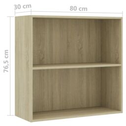Berkfield Home 2-Tier Book Cabinet Sonoma Oak 80x30x76.5 cm Engineered Wood in Brown - thumbnail 6