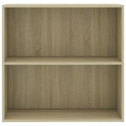 Berkfield Home 2-Tier Book Cabinet Sonoma Oak 80x30x76.5 cm Engineered Wood in Brown - thumbnail 4