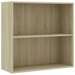Berkfield Home 2-Tier Book Cabinet Sonoma Oak 80x30x76.5 cm Engineered Wood in Brown - thumbnail 2